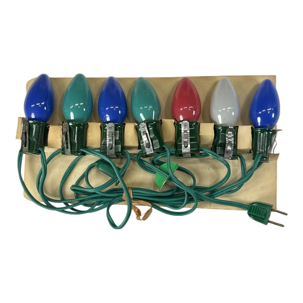 Vintage Vornado C9 Christmas Lights 7 Lite Set Outdoor MCM Original Box Tested
